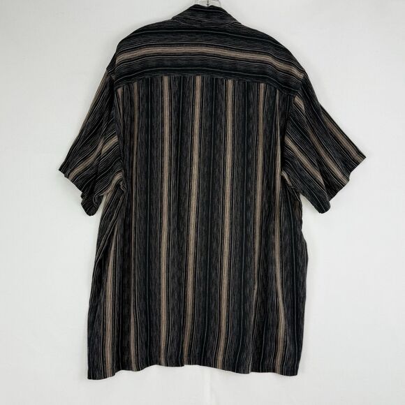 VAN HEUSEN Short Sleeve Cotton Rayon Striped Shirt Men's Size L 16-16.5 - Picture 2 of 11